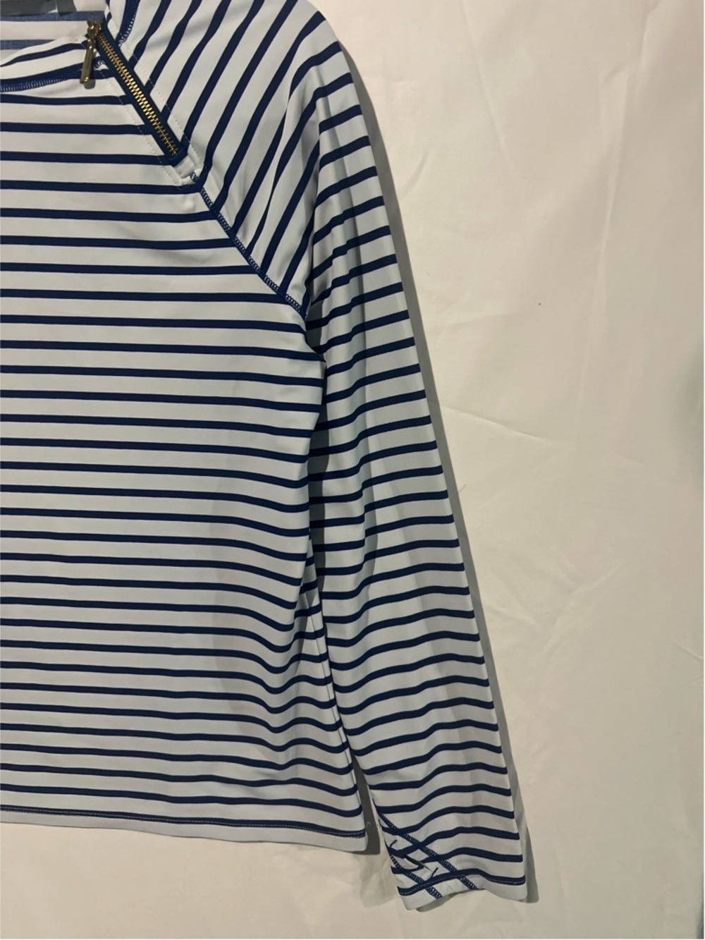 Cabana Life Swim Top Women’s Large Navy Stripe Zipper Rashguard - Picture 9 of 13
